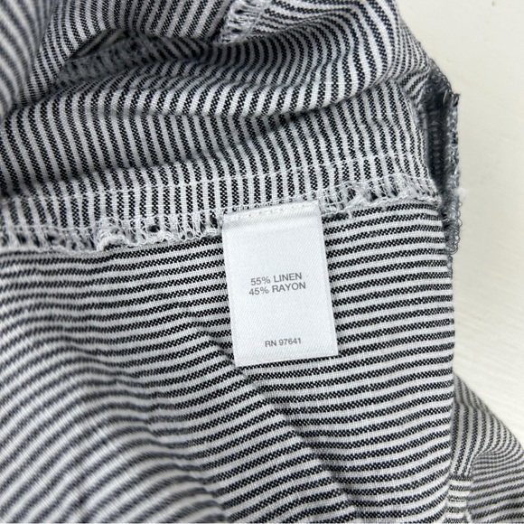 J. Jill Linen Pants Pull On Linen Elastic Crop Beach Coast Hickory Striped - Picture 5 of 8